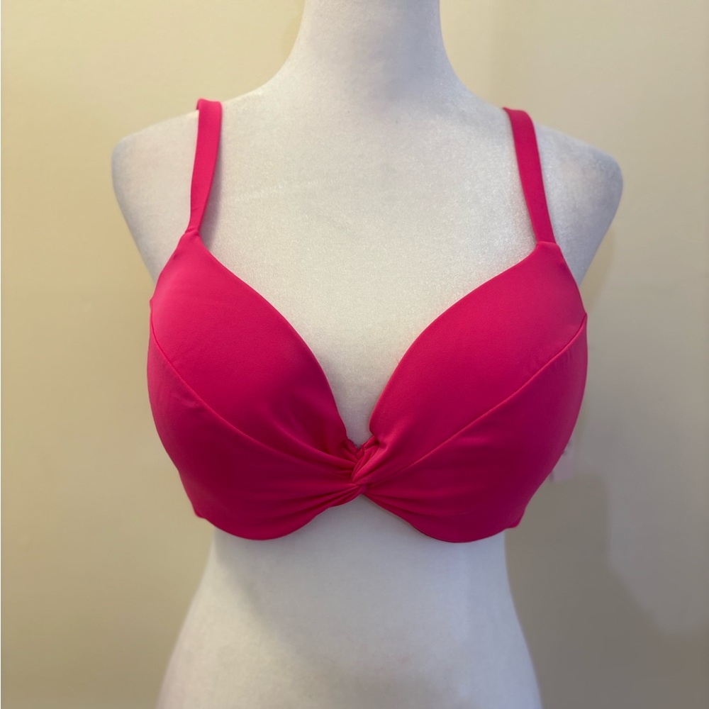 Victoria’s Secret Hot Pink Twist Front Bikini Top Size 36D - Picture 2 of 15